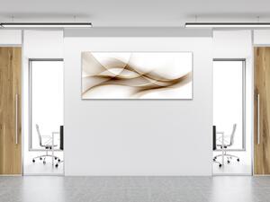 Obraz sklenený abstrakt hnedo béžová vlna - 30 x 60 cm