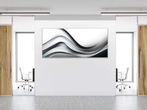 Obraz sklenený abstrakt jemne čiernobiela vlna - 30 x 60 cm