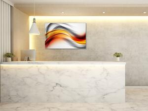 Obraz sklenený abstrakt sýto šedo oranžová vlna - 30 x 60 cm