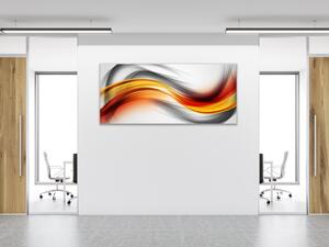 Obraz sklenený abstrakt sýto šedo oranžová vlna - 50 x 100 cm