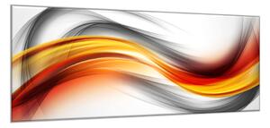 Obraz sklenený abstrakt sýto šedo oranžová vlna - 40 x 60 cm