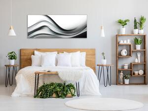 Obraz sklenený abstrakt jemne čiernobiela vlna - 30 x 60 cm