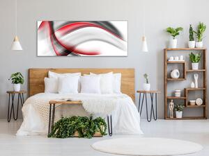 Obraz sklenený abstrakt červeno čierna vlna - 30 x 60 cm