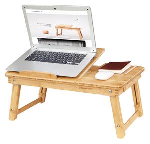 SONGMICS Bambusový stolík na notebook - prírodný - 63,5x35x33,5 cm