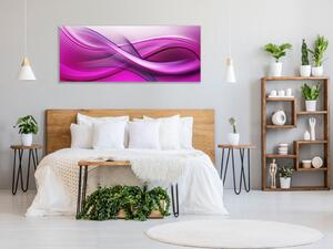 Obraz sklenený abstrakt sýto fialovo ružová vlna - 50 x 100 cm