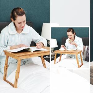 SONGMICS Bambusový stolík na notebook - prírodný - 63,5x35x33,5 cm