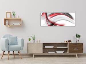 Obraz sklenený abstrakt červeno čierna vlna - 30 x 60 cm