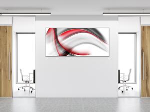 Obraz sklenený abstrakt červeno čierna vlna - 50 x 100 cm