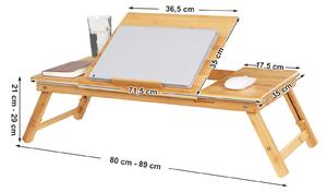 SONGMICS Bambusový stolík na notebook - prírodný - 89x35x29 cm