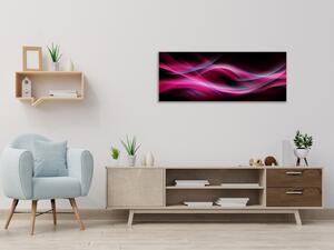 Obraz sklenený abstrakt fialova vlna na čiernom pozadí - 30 x 60 cm