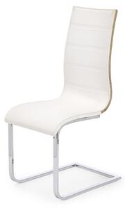 Jedálenská stolička Duki (chróm, eko koža biela, dub sonoma)