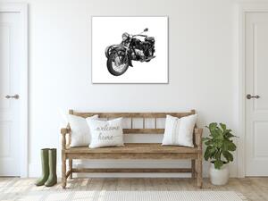 Sklenený obraz stará čierna motorka veterán - 50 x 50 cm