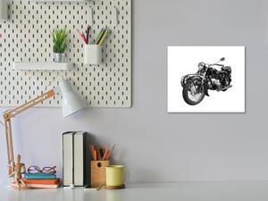 Sklenený obraz stará čierna motorka veterán - 50 x 50 cm
