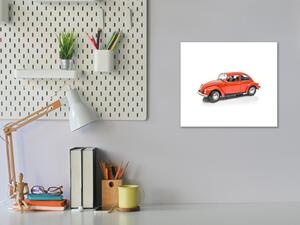 Sklenený obraz červené auto chrobák - 50 x 50 cm