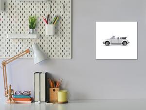 Sklenený obraz auto biely chrobák kabriolet - 50 x 50 cm