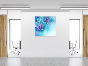 Obraz sklenený štvorcový kvet modrá orchidea a modrý tieň - 40 x 40 cm