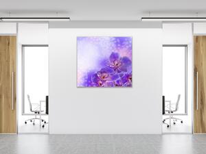 Obraz sklenený štvorcový kvet fialovej orchidey a fialový tieň - 40 x 40 cm