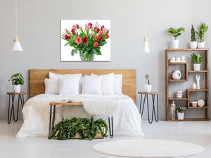Obraz sklenený štvorcový kytica ruží a tulipánov - 40 x 40 cm