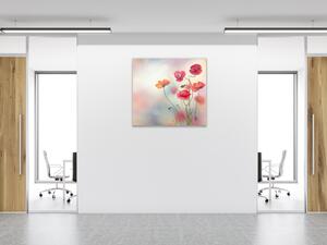Obraz sklenený štvorcový maľované kvety vlčích makov - 55 x 55 cm