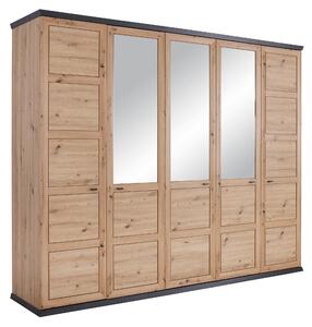 SKRIŇA SO ZRKADLOM, tmavosivá, dub artisan, 255/209/60 cm Hom`in - Skrine