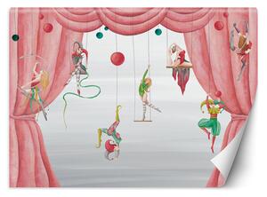 Fototapeta Cirkusoví akrobati a ružový záves Materiál: Vliesová, Rozmery: 200 x 140 cm