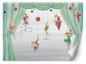 Fototapeta Cirkusoví akrobati a zelený záves Materiál: Vliesová, Rozmery: 200 x 140 cm