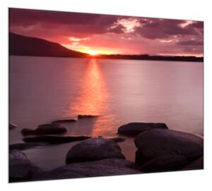 Obraz sklenený západ slnka nad jazerom - 40 x 40 cm