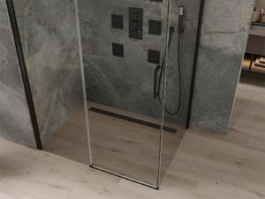 Mexen Omega, sprchovací kút s posuvnými dverami 100 (dvere) x 70 (stena) cm, 8mm sklo, čierny profil-číre sklo, 825-100-070-70-00