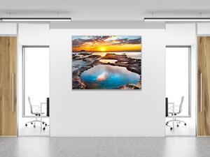 Obraz sklenený západ slnka nad oceánom - 40 x 40 cm