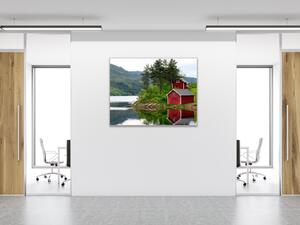 Obraz sklenený dom pri jazere - 40 x 40 cm