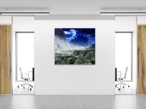 Obraz sklenený nočná fantasy krajina - 55 x 55 cm