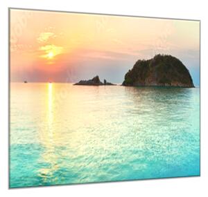 Obraz sklenený východ slnka pri mori - 34 x 34 cm