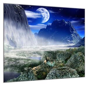 Obraz sklenený nočná fantasy krajina - 55 x 55 cm