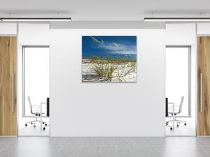 Obraz sklenený nebo a piesočná duna s trávou - 34 x 34 cm