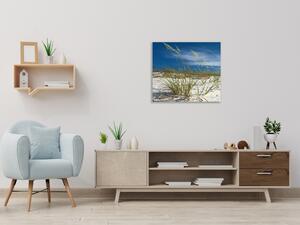 Obraz sklenený nebo a piesočná duna s trávou - 40 x 40 cm