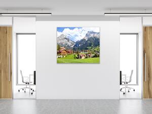 Obraz sklenený dediny v horách - 40 x 40 cm