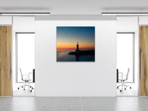 Obraz sklenený maják v západu slnka - 40 x 40 cm