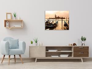 Obraz sklenený gondoly a Benátky - 40 x 40 cm