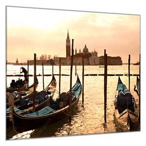 Obraz sklenený gondoly a Benátky - 55 x 55 cm