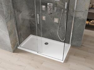 Mexen Omega, sprchovací kút s posuvnými dverami 130 (dvere) x 70 (stena) cm, 8mm číre sklo, chrómový profil + slim sprchová vanička 5cm, 825-130-070-01-00-4010