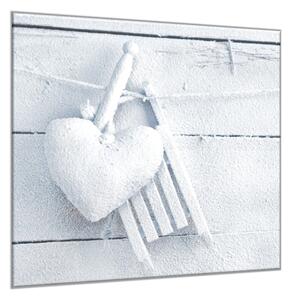 Obraz sklenený romantické zimné srdce - 40 x 40 cm