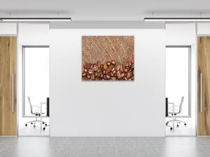 Obraz sklenený rozsypané kávové zrná - 55 x 55 cm