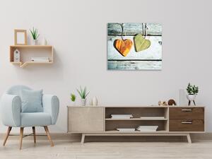 Obraz sklenený dve rustikálne srdce - 50 x 50 cm