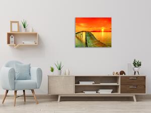 Obraz sklenený most do mora a západ slnka - 40 x 40 cm
