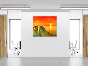 Obraz sklenený most do mora a západ slnka - 40 x 40 cm
