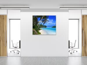 Obraz sklenený more, palmy, pláž - 40 x 40 cm