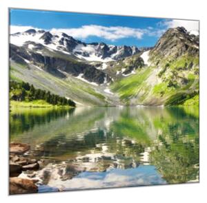 Obraz sklenený horské jazero - 40 x 40 cm
