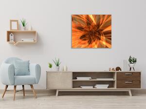 Obraz sklenený štvorcový abstraktný ohnivý kvet - 34 x 34 cm