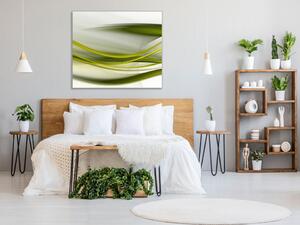 Obraz sklenený abstraktné olivovo zelená vlna - 40 x 40 cm