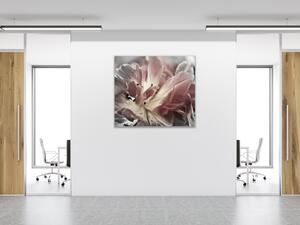 Obraz sklenený štvorcový abstraktný šedý kvet tulipánu - 60 x 60 cm
